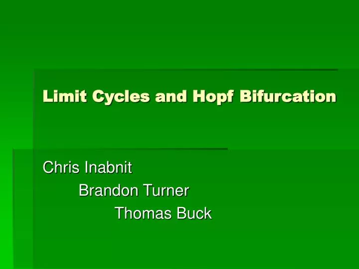 limit cycles and hopf bifurcation