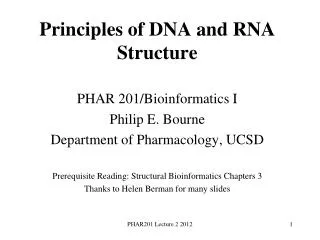 Principles of DNA and RNA Structure