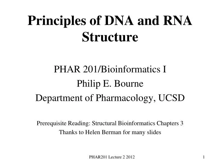 principles of dna and rna structure