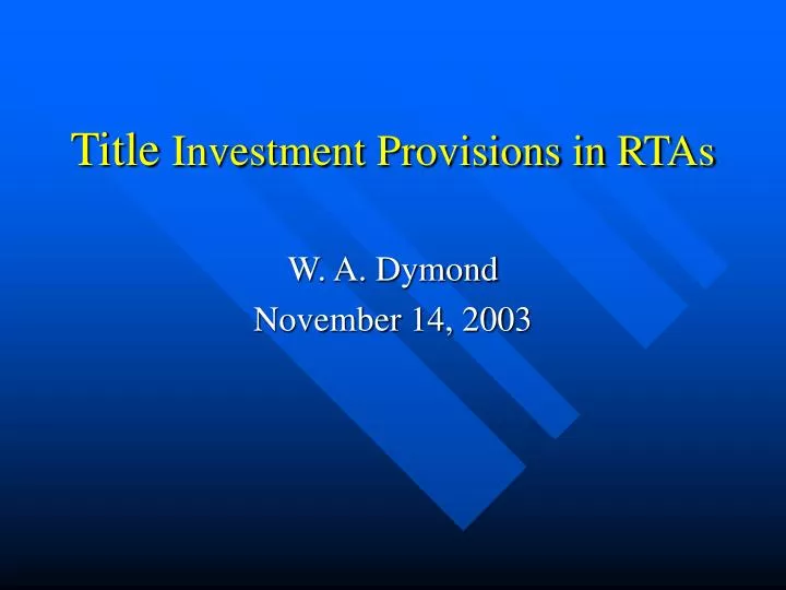 title investment provisions in rtas