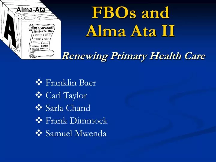 fbos and alma ata ii renewing primary health care