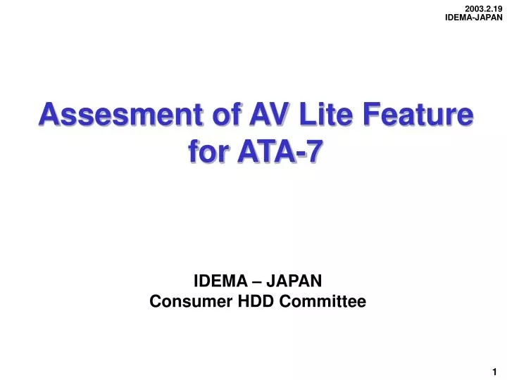assesment of av lite feature for ata 7 idema japan consumer hdd committee