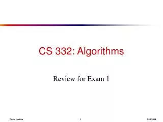 CS 332: Algorithms