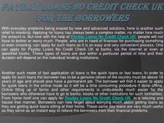 Payday Loans No Credit Check UK