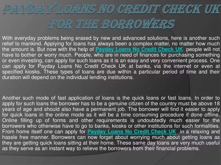 payday loans no credit check uk for the borrowers