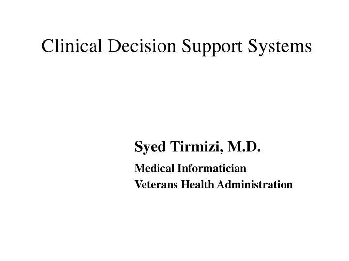 clinical decision support systems