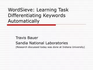 WordSieve: Learning Task Differentiating Keywords Automatically