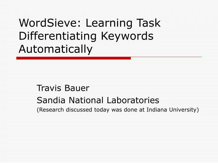 wordsieve learning task differentiating keywords automatically