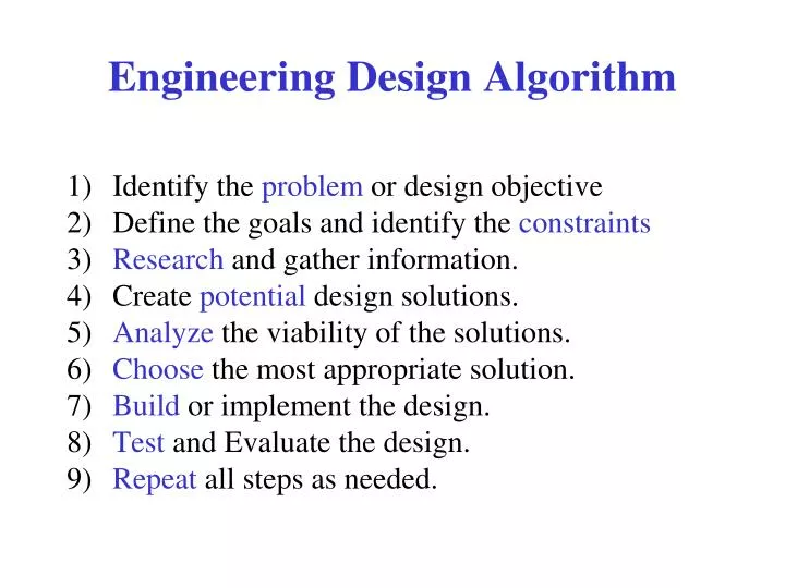 engineering design algorithm