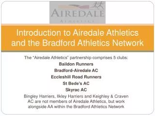 Introduction to Airedale Athletics and the Bradford Athletics Network