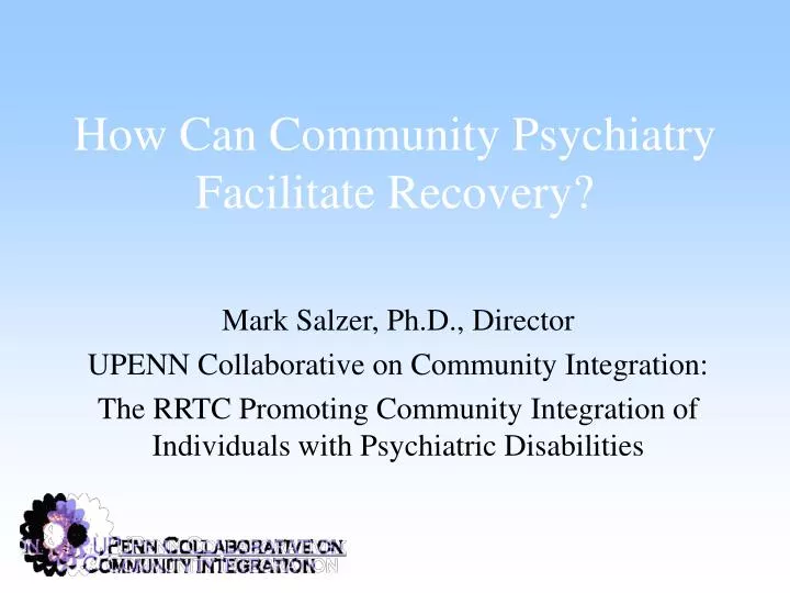 how can community psychiatry facilitate recovery