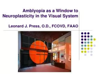 Amblyopia as a Window to Neuroplasticity in the Visual System Leonard J. Press, O.D., FCOVD, FAAO