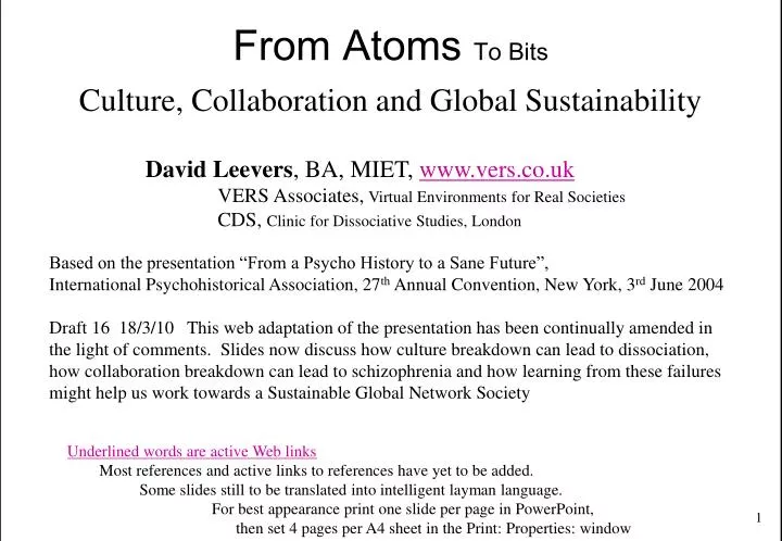 from atoms to bits culture collaboration and global sustainability