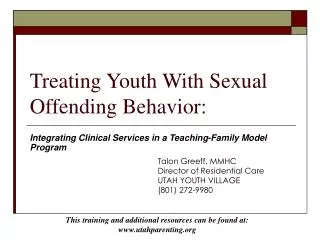 Treating Youth With Sexual Offending Behavior: