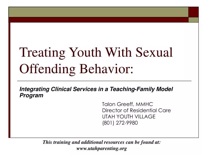 treating youth with sexual offending behavior