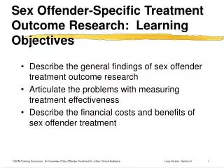 Sex Offender-Specific Treatment Outcome Research: Learning Objectives