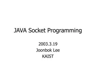 JAVA Socket Programming