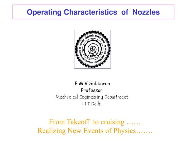 operating characteristics of nozzles