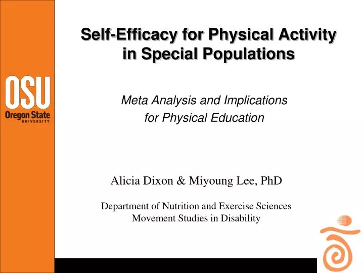 self efficacy for physical activity in special populations
