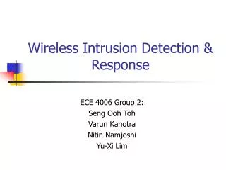 Wireless Intrusion Detection &amp; Response