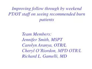 Improving follow through by weekend PT/OT staff on seeing recommended burn patients