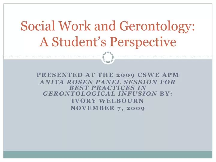 social work and gerontology a student s perspective