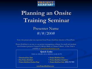 Planning an Onsite Training Seminar