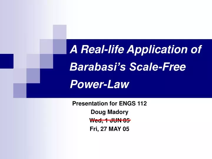 a real life application of barabasi s scale free power law