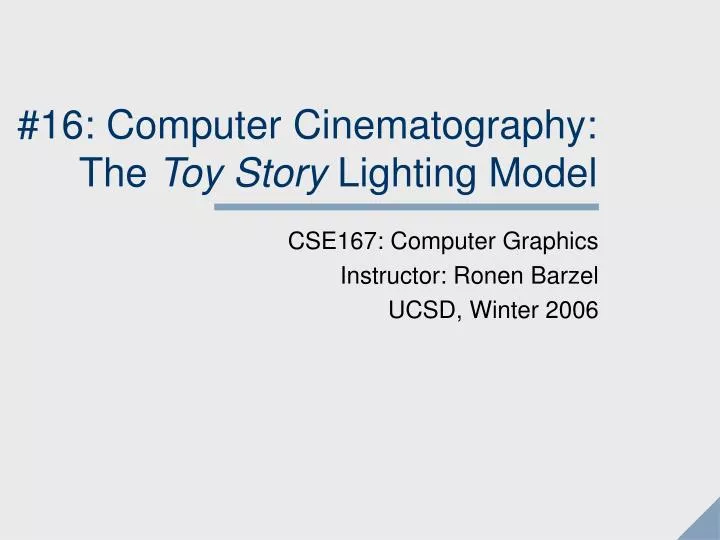 16 computer cinematography the toy story lighting model