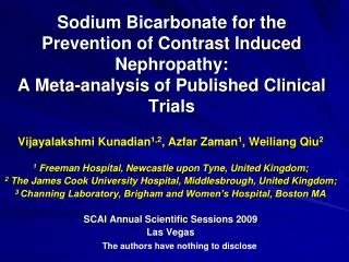 Sodium Bicarbonate for the Prevention of Contrast Induced Nephropathy: A Meta-analysis of Published Clinical Trials