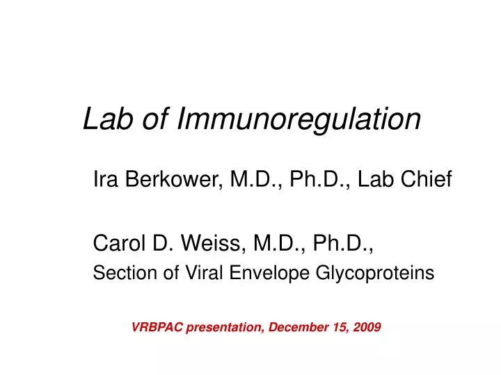 lab of immunoregulation