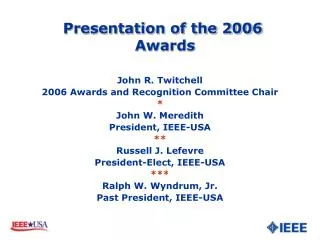 Presentation of the 2006 Awards