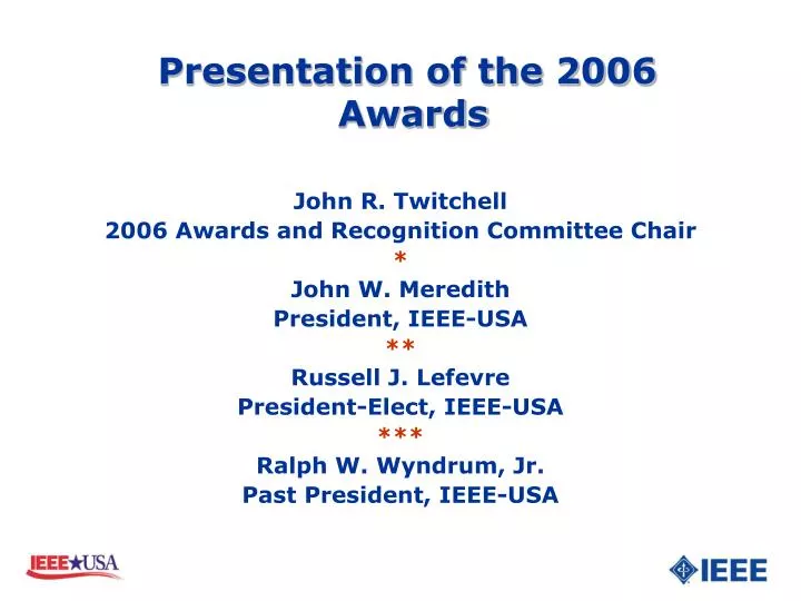 presentation of the 2006 awards