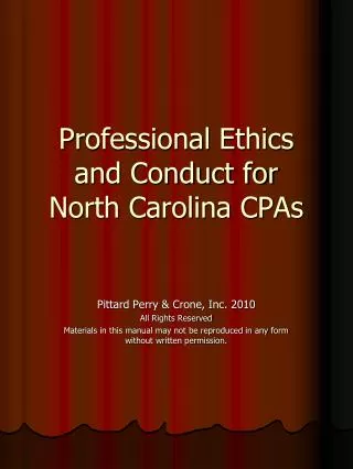 Professional Ethics and Conduct for North Carolina CPAs