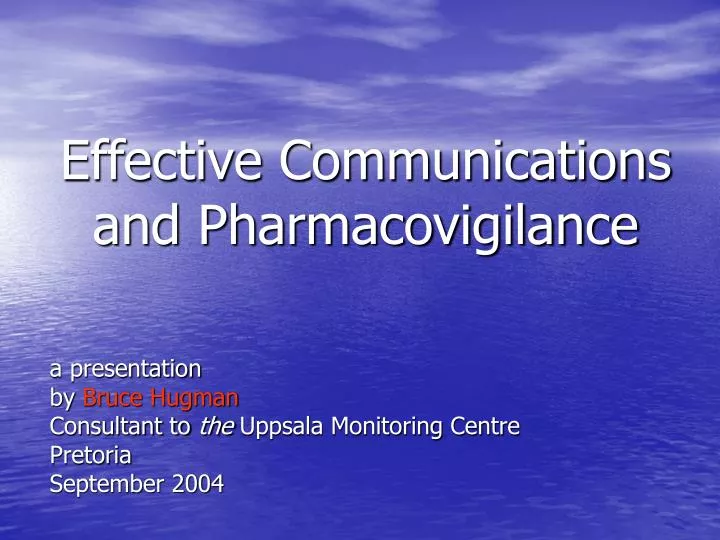 effective communications and pharmacovigilance