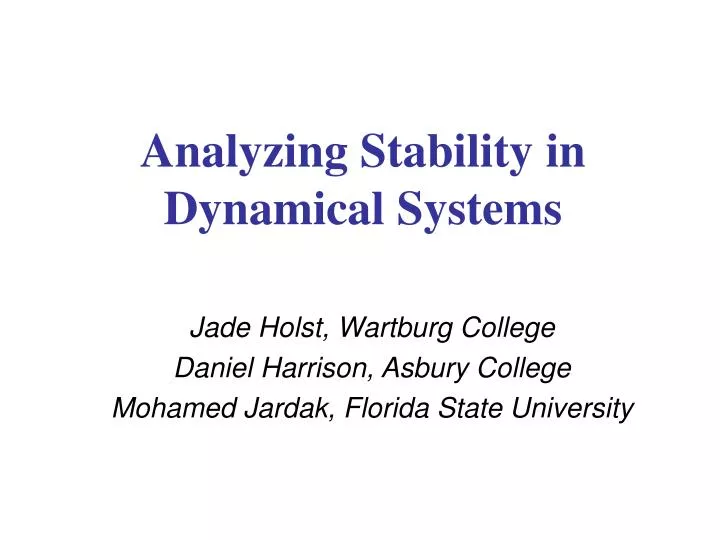 analyzing stability in dynamical systems