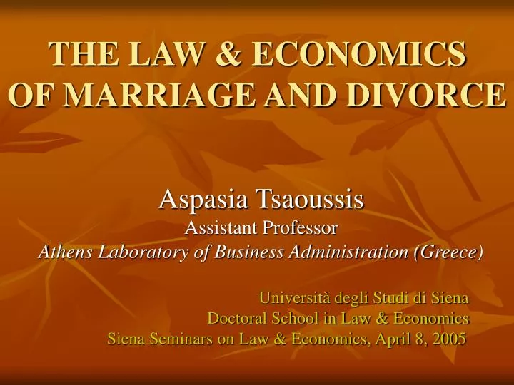 the law economics of marriage and divorce