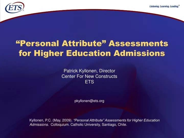 personal attribute assessments for higher education admissions