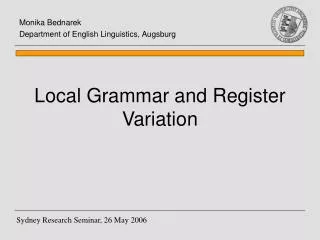 Local Grammar and Register Variation