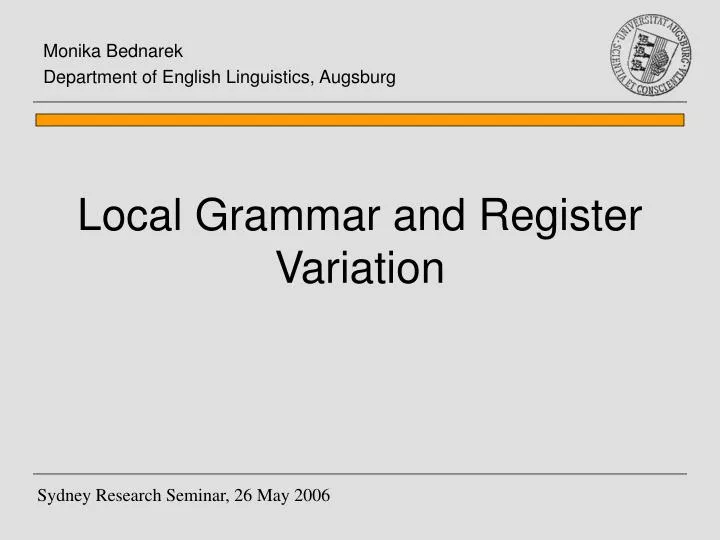 local grammar and register variation