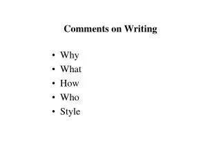 Comments on Writing