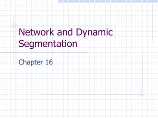 Network and Dynamic Segmentation