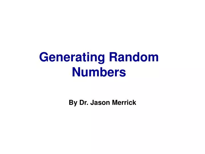 generating random numbers