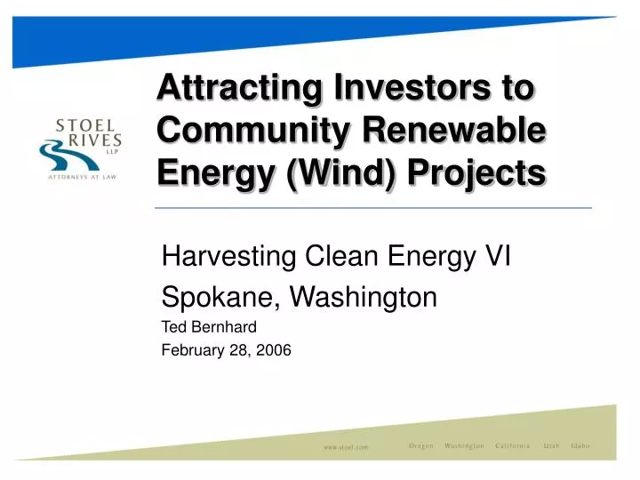 attracting investors to community renewable energy wind projects