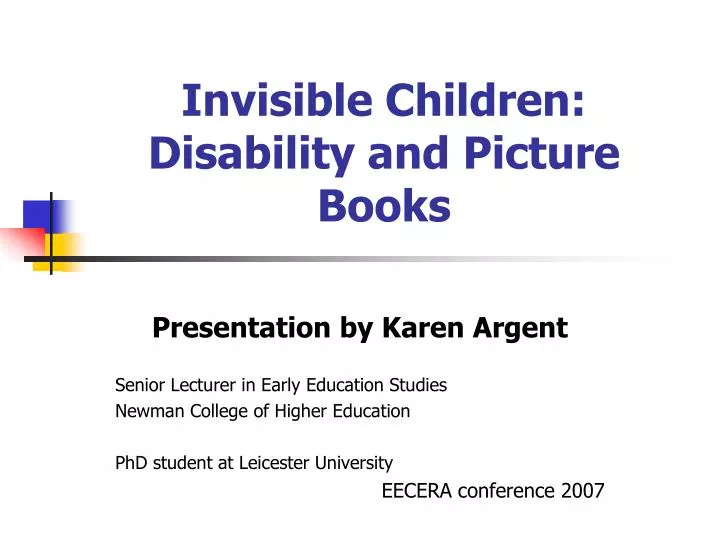 invisible children disability and picture books