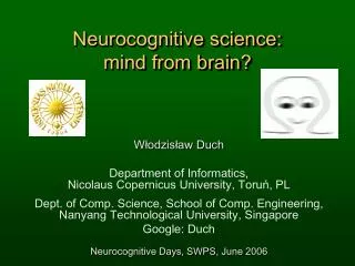 Neurocognitive science: mind from brain ?