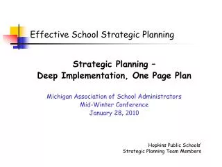 Effective School Strategic Planning