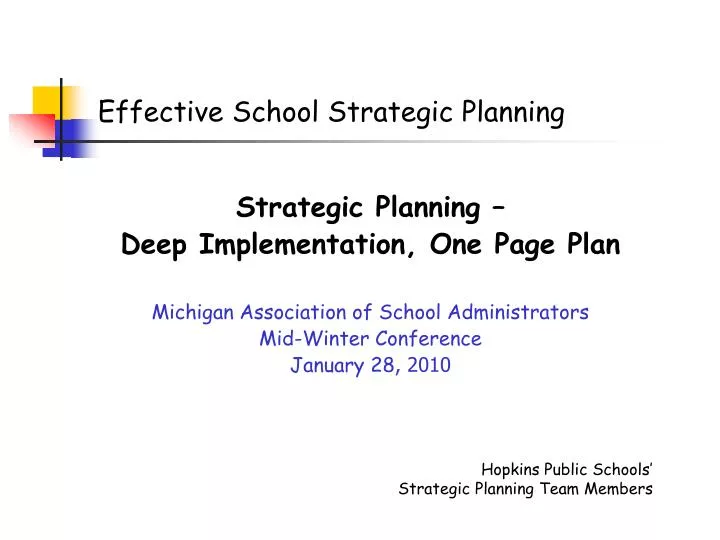 effective school strategic planning