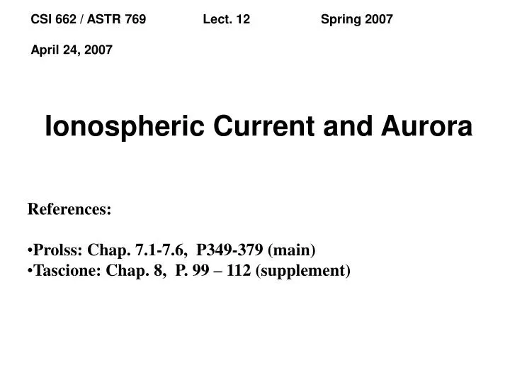 ionospheric current and aurora