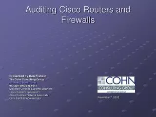 Auditing Cisco Routers and Firewalls